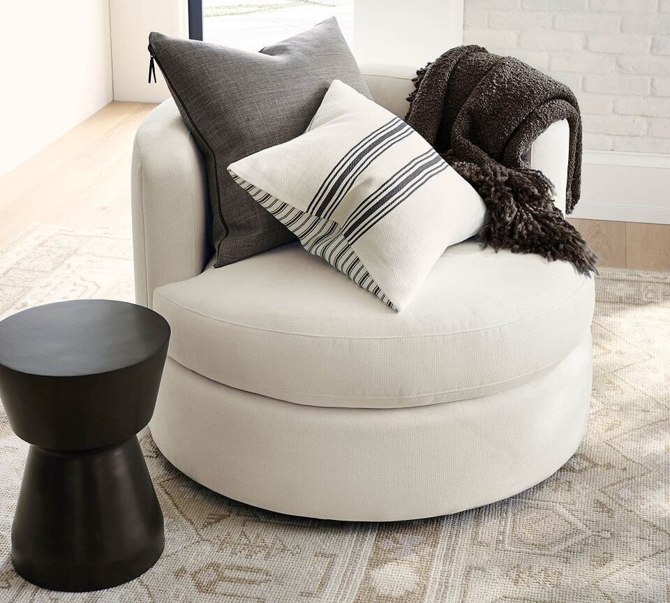 Balboa Upholstered Swivel Armchair Pottery Barn Australia